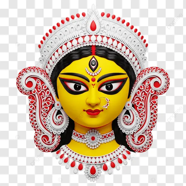 pngtree devi maa durga face red and white ornament decoration png image 17176658